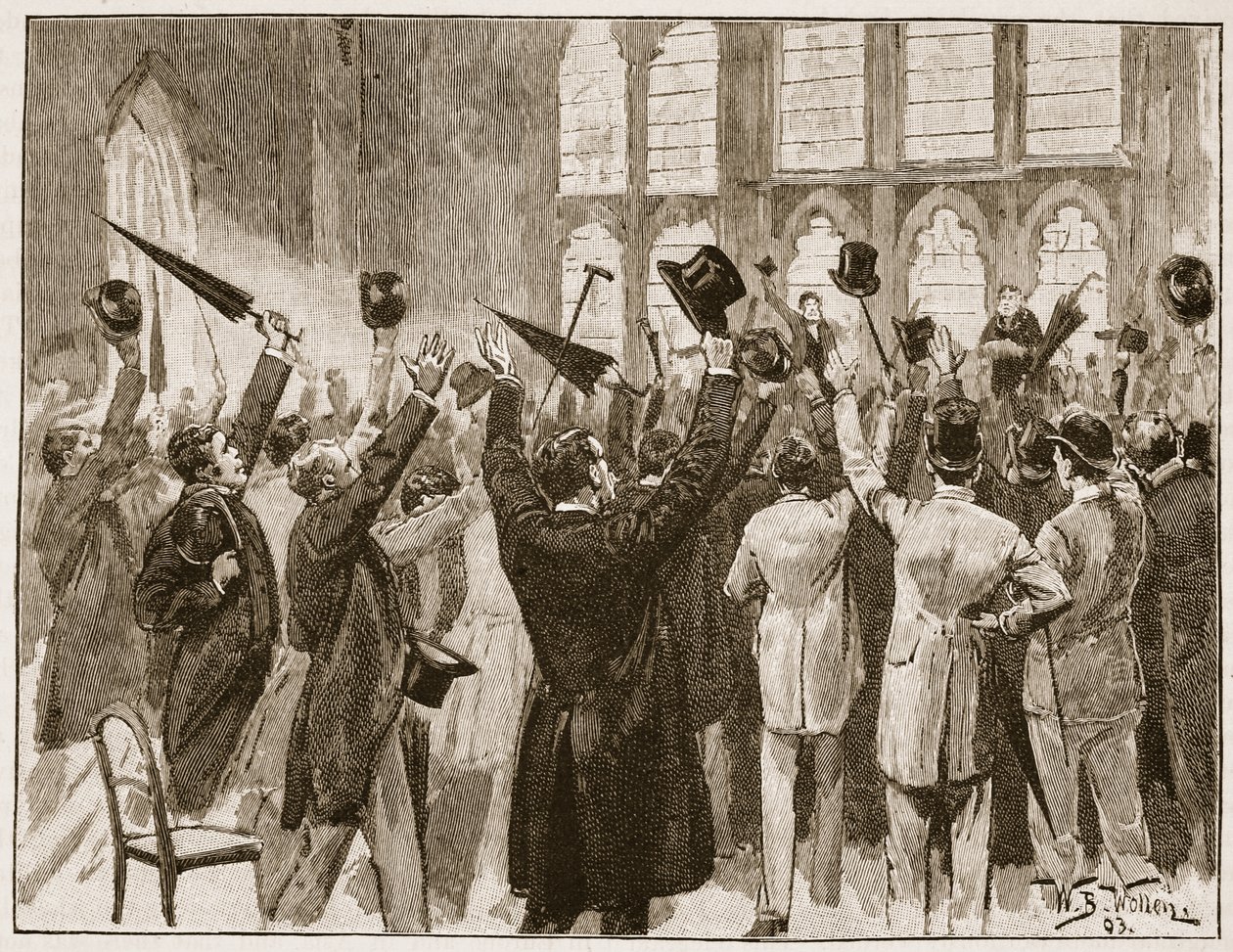 Jingo-møde i Guildhall, London, 1878, illustration fra "Cassell