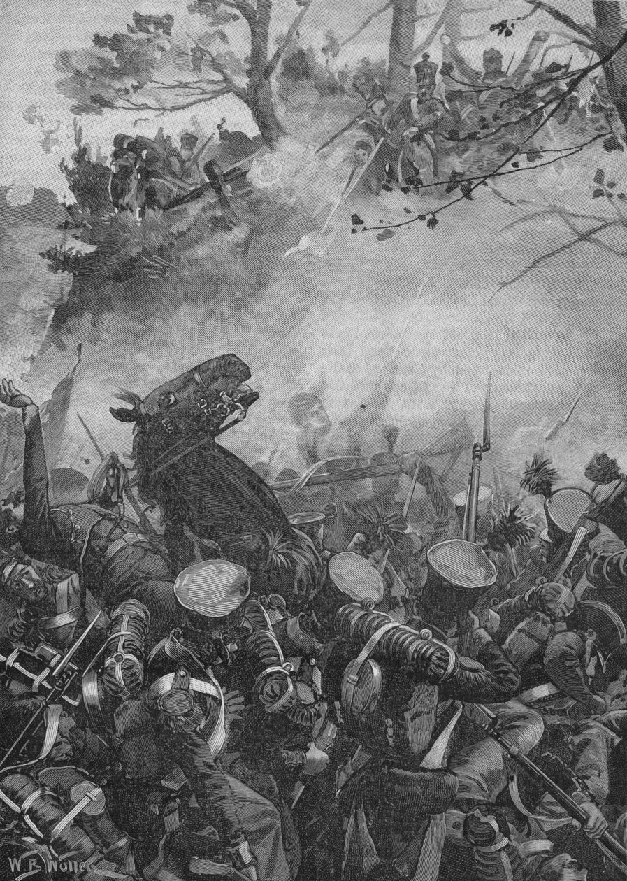 Franskmændene styrtede frem med triumferende råb og skud ned i hulvejen, 1902 af William Barnes Wollen