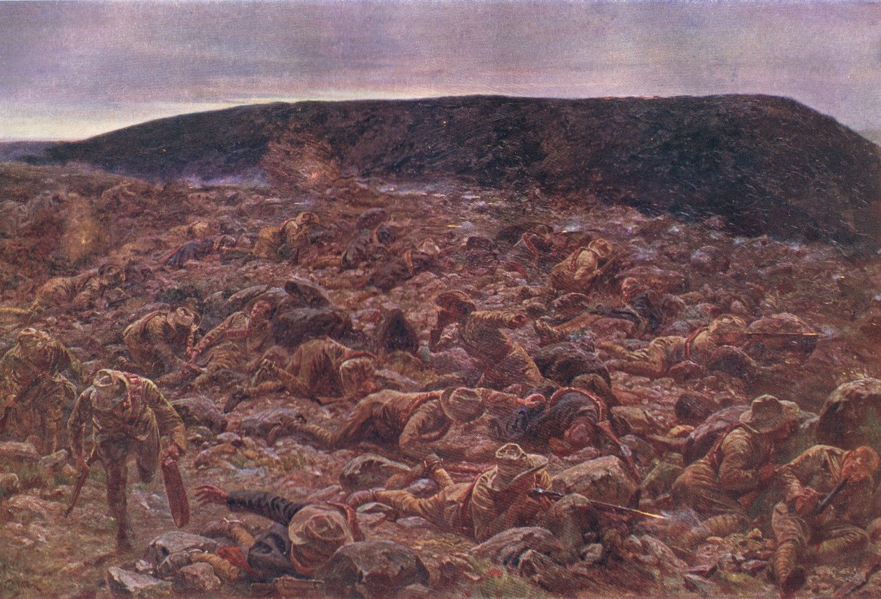 The Imperial Light Horse på Waggon Hill 6. januar 1900, illustration fra Cassells History of England, 1900-tallet af William Barnes Wollen