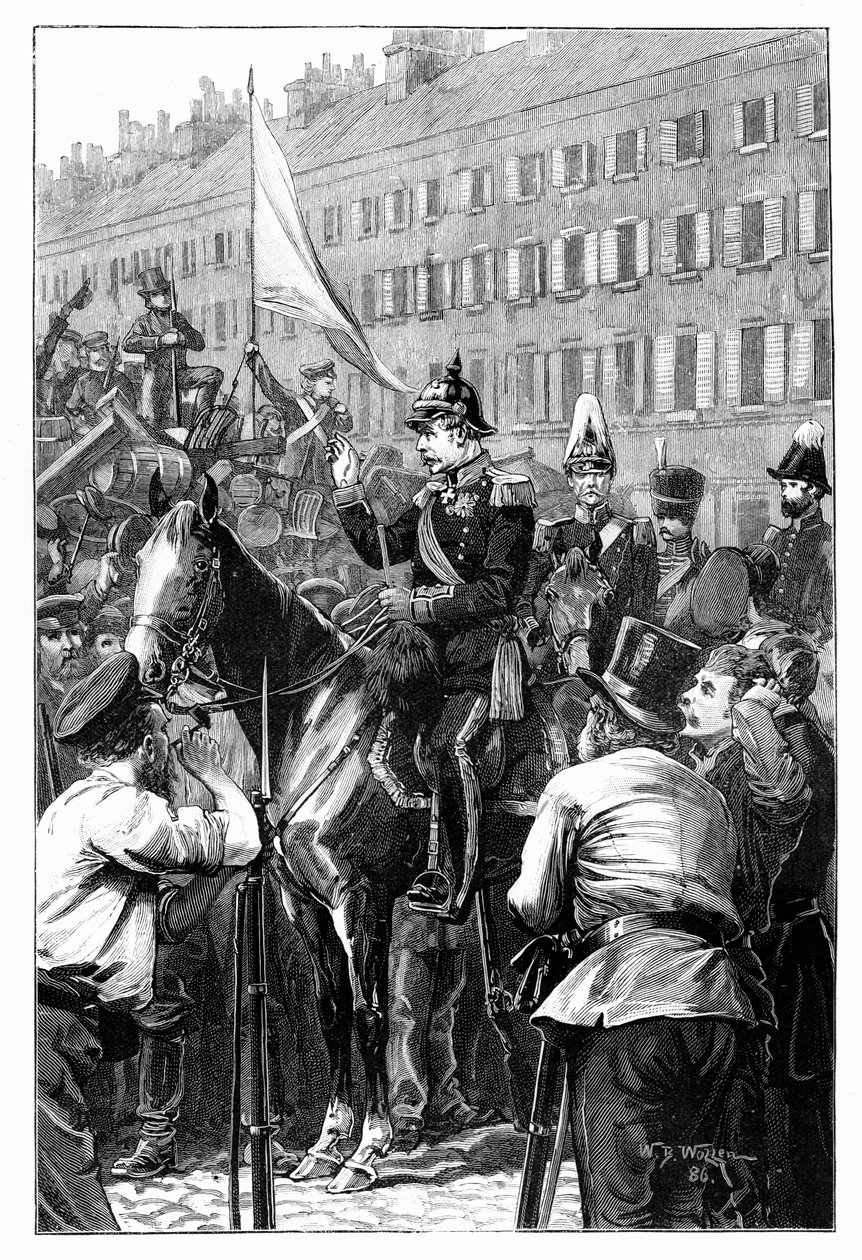 Kongen af Preussen taler til berlinerne, 1848, 1900. af William Barnes Wollen
