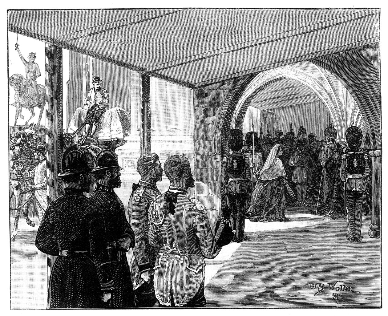 The Opening of Parliament, Westminster, London, 1866. af William Barnes Wollen