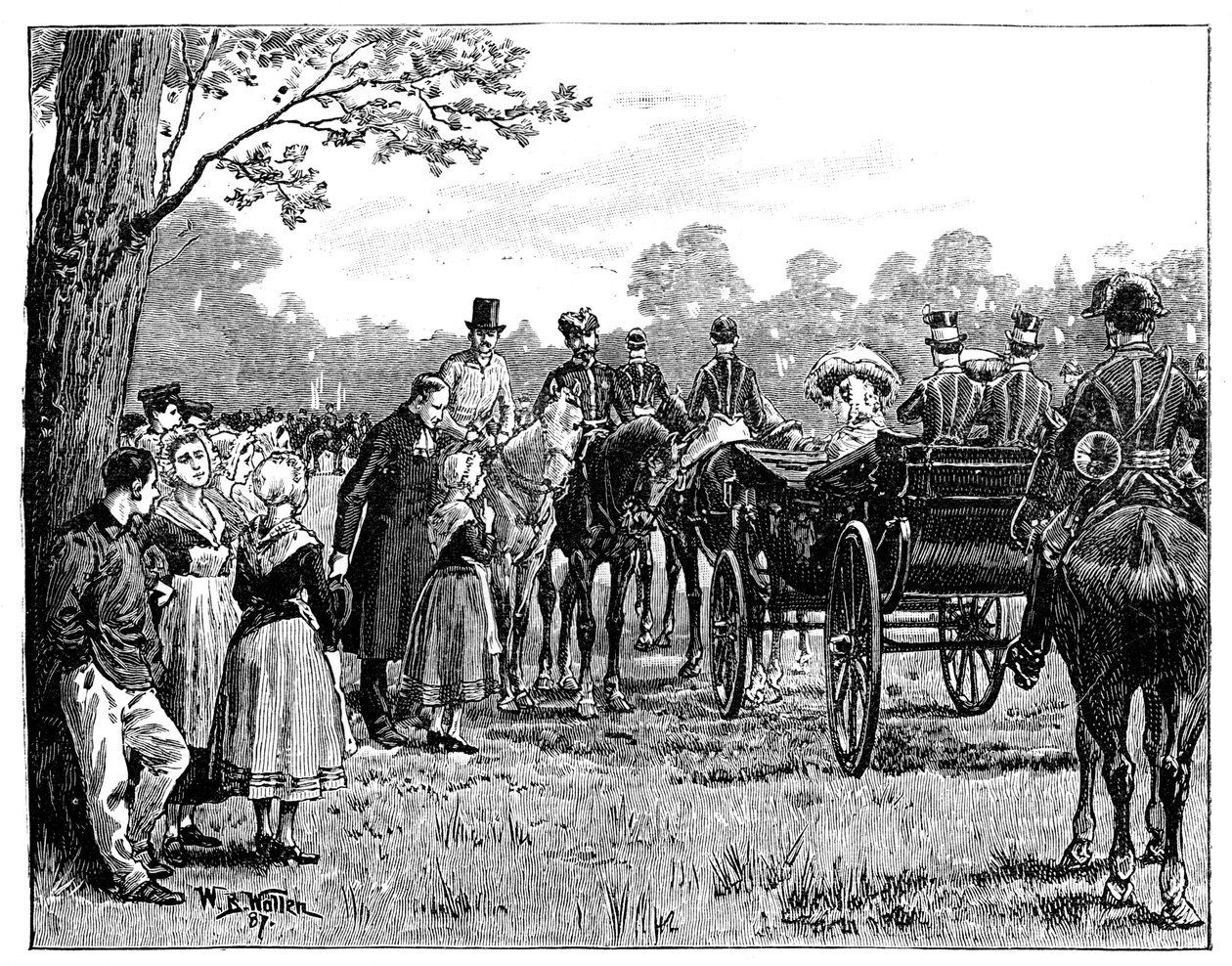 Dronningen ved festen i skoven St Germain, Frankrig, midten af slutningen af det 19. århundrede, 1887 af William Barnes Wollen