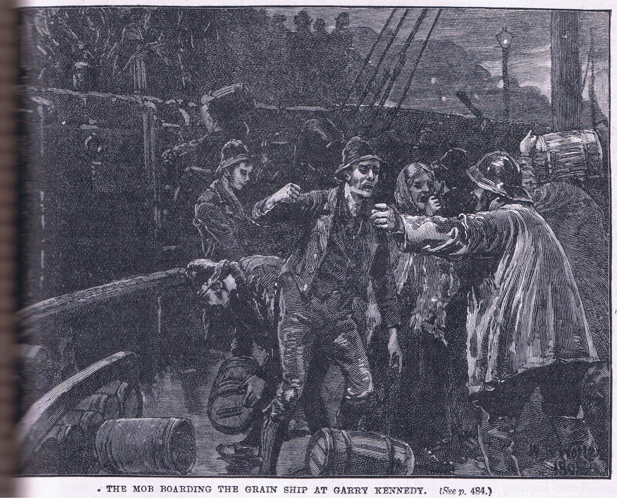 Pøbelen går om bord på et kornskib i Garry Kennedy AD 1841 af William Barnes Wollen