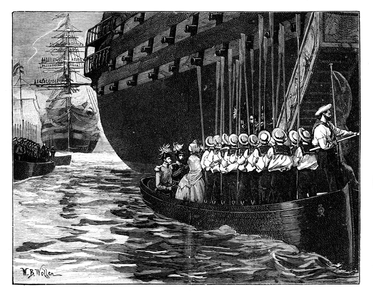 Dronningens besøg hos franskmændenes kejser og kejserinde i Cherbourg, Frankrig, 1858. af William Barnes Wollen