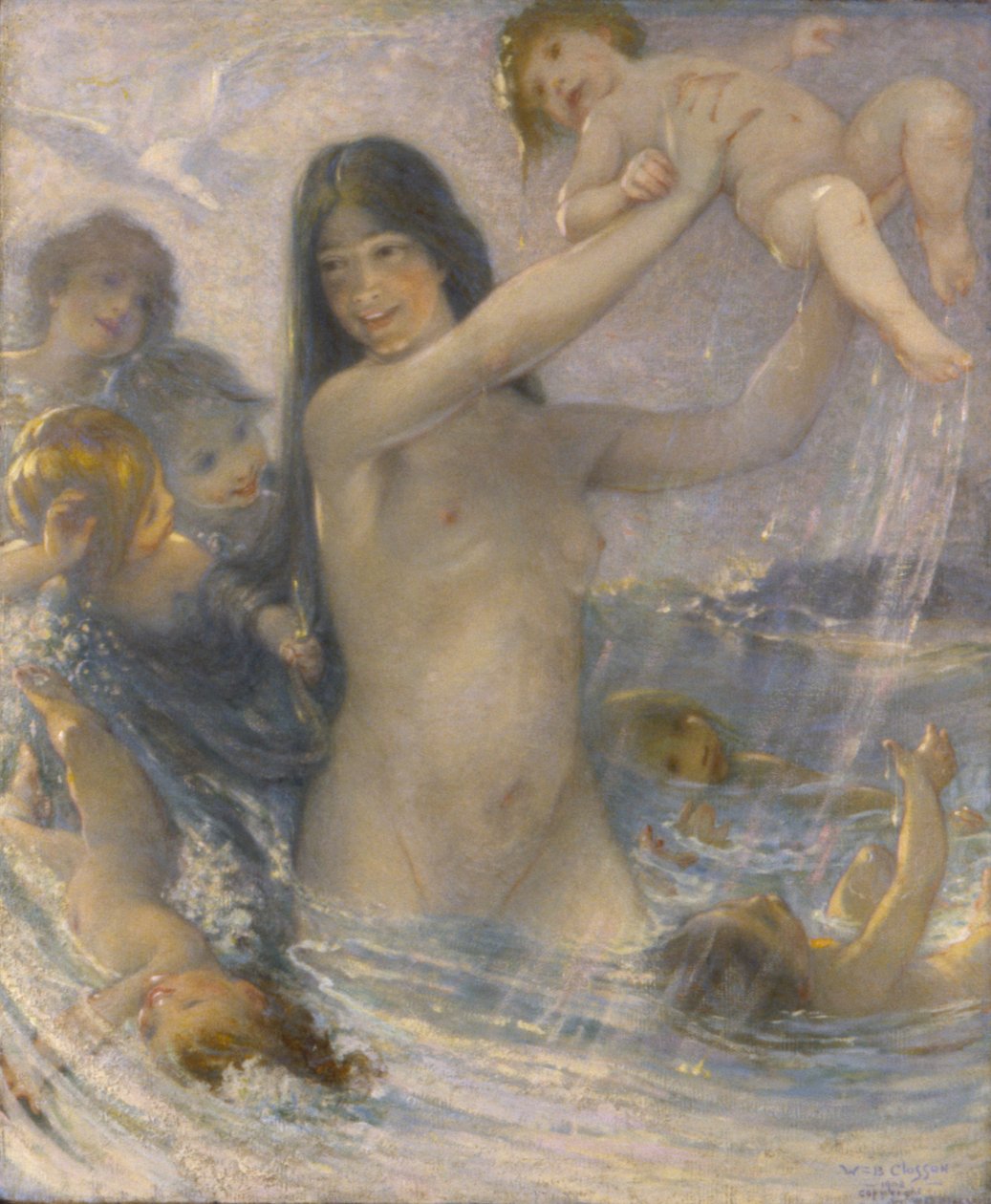 Nymfe- og vandbabyer i leg, 1908. af William Baxter Palmer Closson