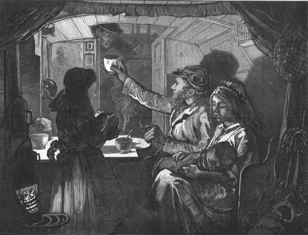 Canal Life - Tea Time on a Monkey Boat, 1874 af William Bazett Murray
