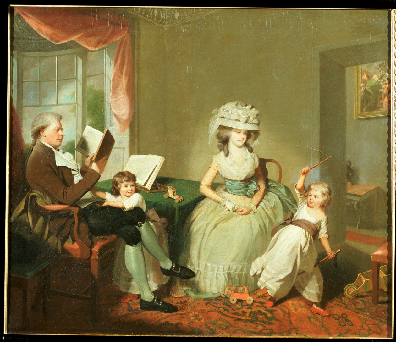 Et gruppeportræt af hr. og fru Hayward med deres børn, Mathilda og George, ca. 1789 af William Beechey