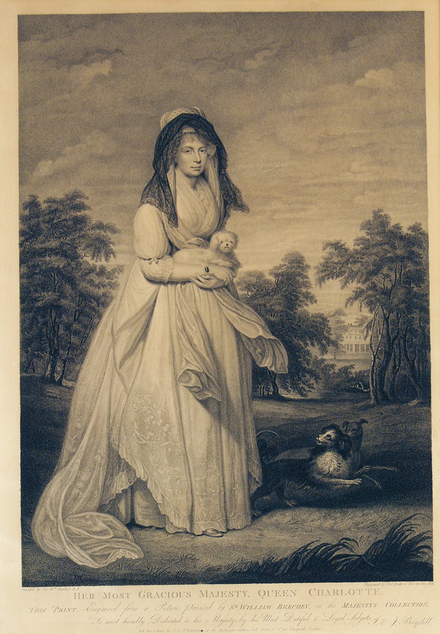 Hendes allernådigste Majestæt Dronning Charlotte, graveret af Thomas Ryder og Thomas Ryder Jnr., 1804 af William Beechey