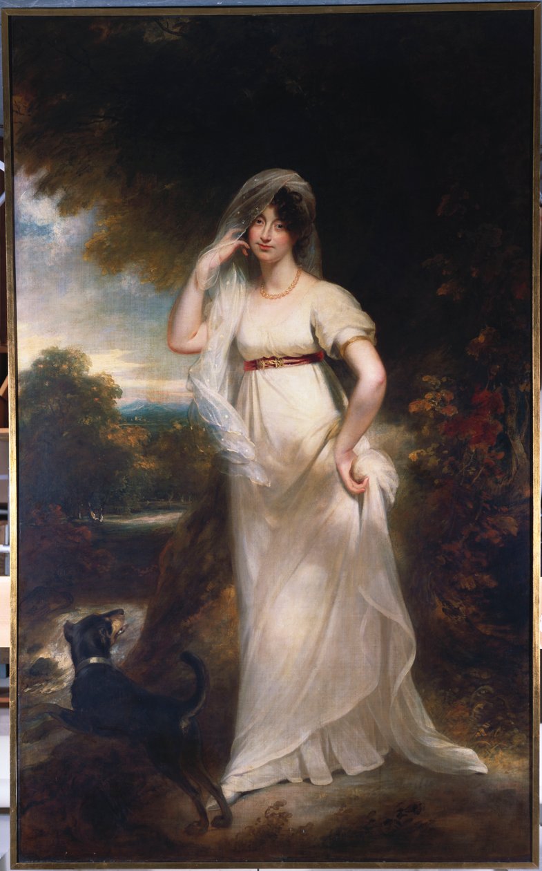 Portræt af Harriet Wells i et flodlandskab af William Beechey