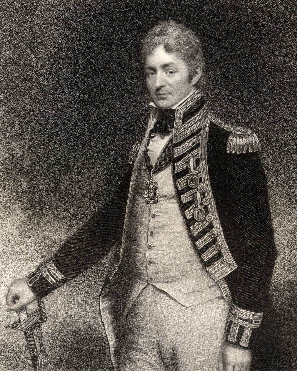 Sir Thomas Troubridge, 1st Baronet, graveret af W. Holl, fra 