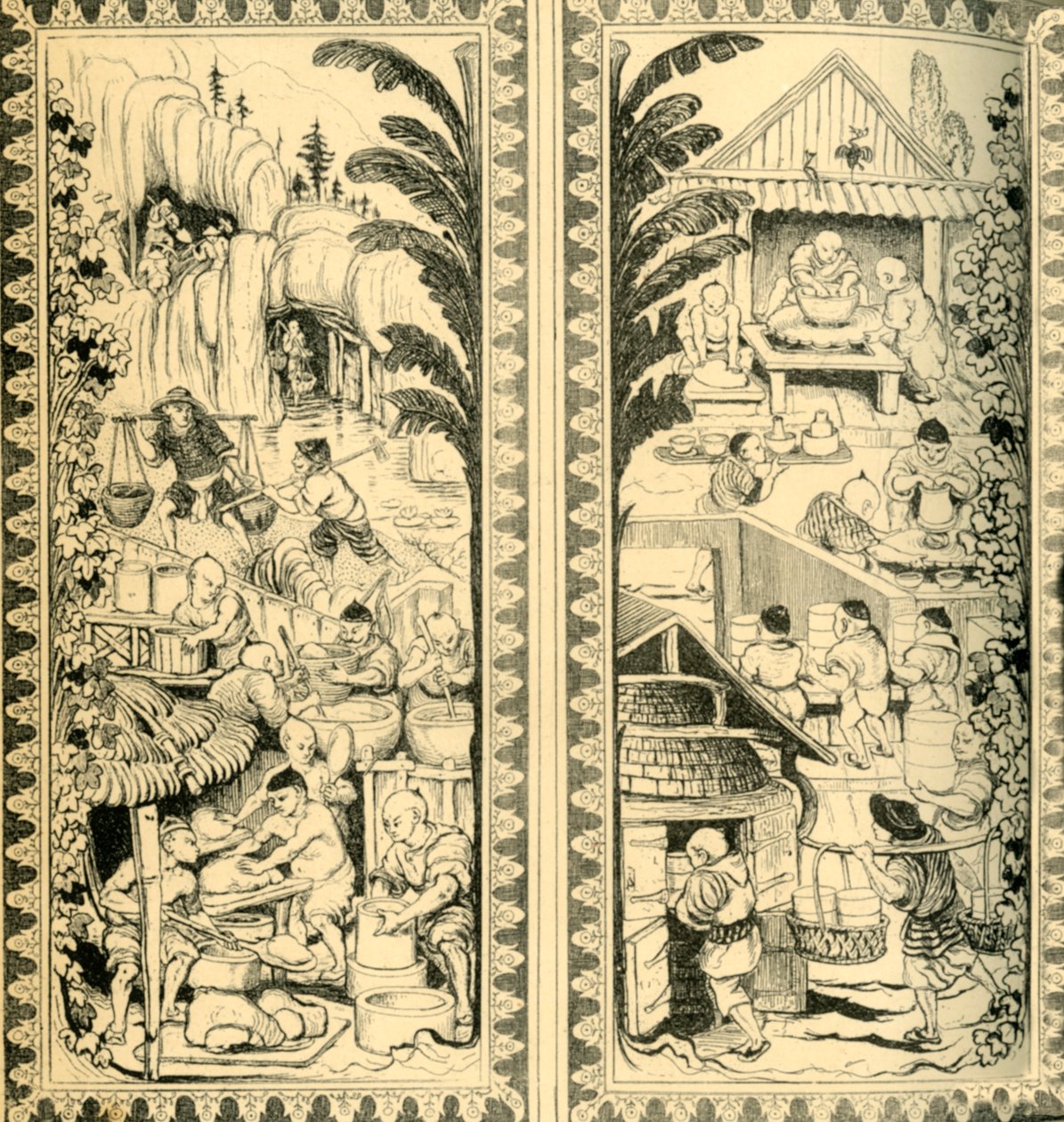 Kinesiske keramikere på arbejde, design til farvet glasvindue, c1870, 1881. af William Bell Scott