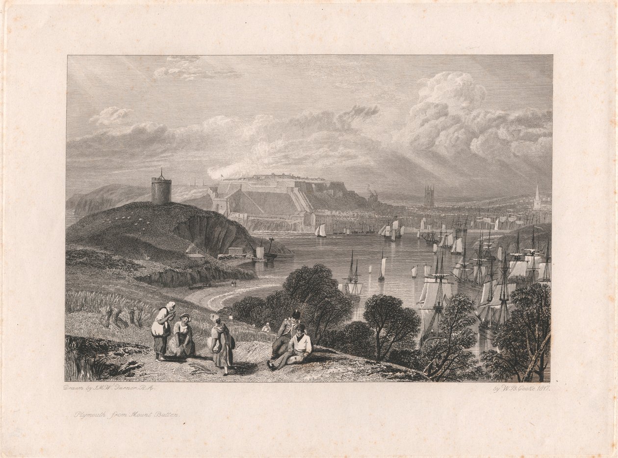 Plymouth fra Mount Batten af William Bernard Cooke