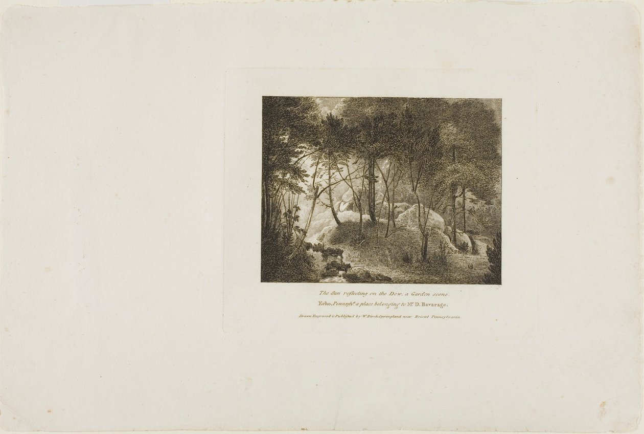 Solen reflekterer over duggen, en havescene af William Birch