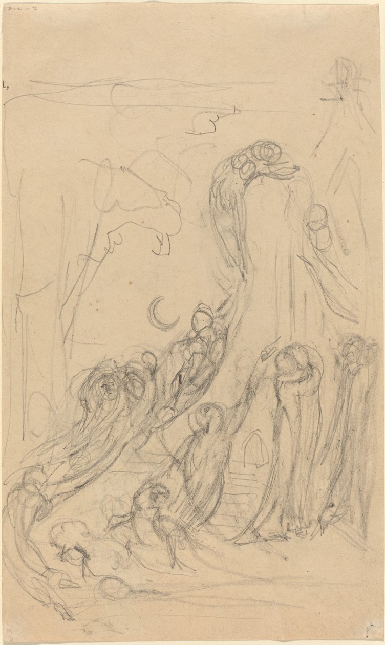A Resurrection Scene (The Gambols of Ghosts) [recto] af William Blake