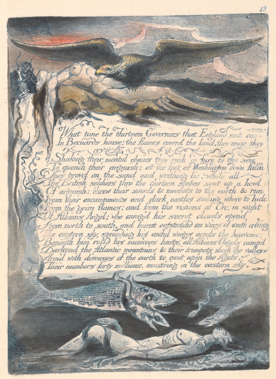 Amerika. En profeti, plade 15, på hvilket tidspunkt de tretten guvernører .... af William Blake