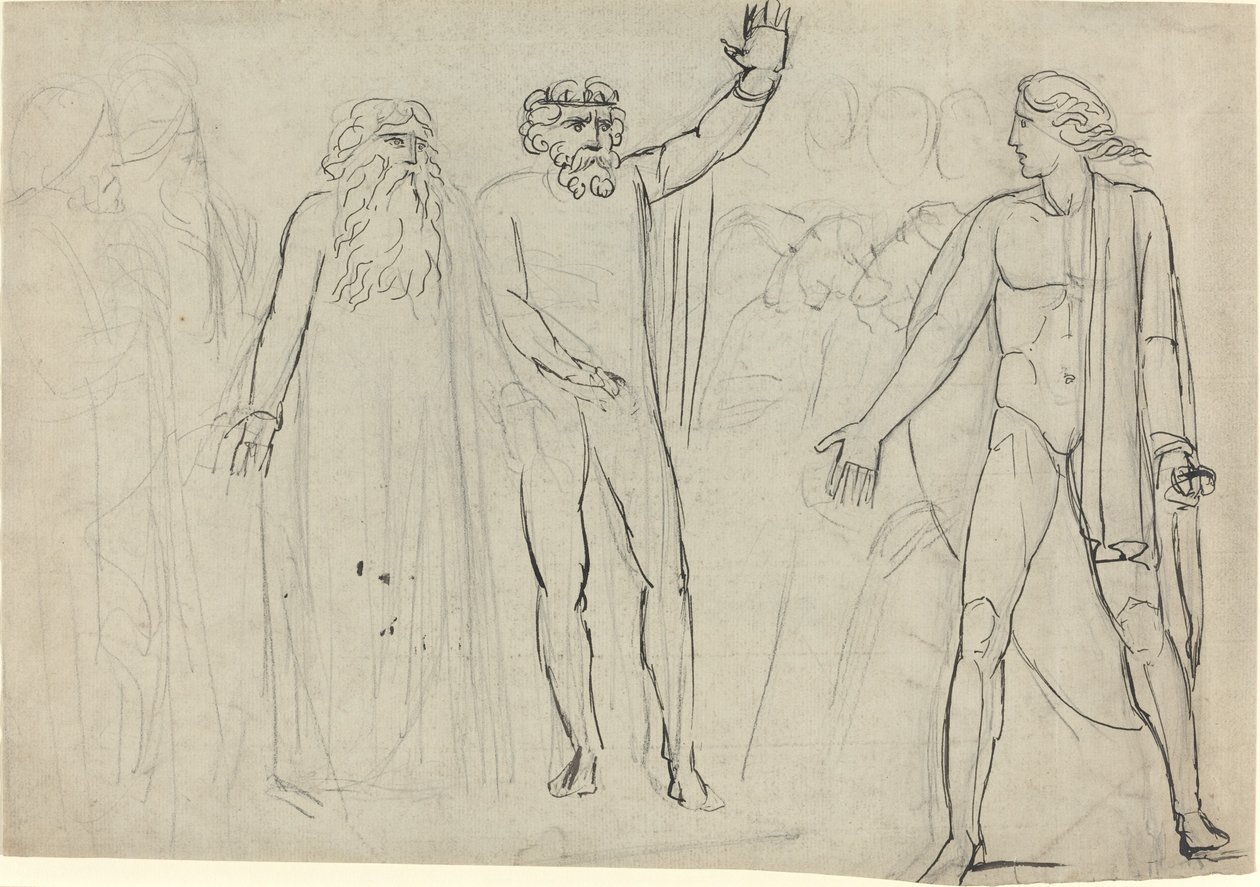 "Og Saul sagde til David: Gå, og Herren være med dig" [recto] af William Blake
