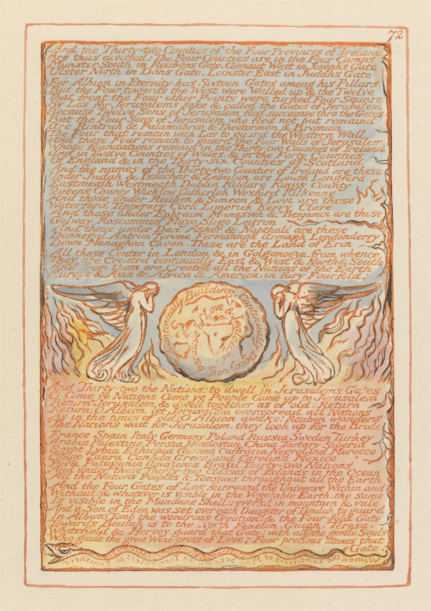 "Und die zweiunddreißig Grafschaften der vier Provinzen Irlands..." (Tafel 72) af William Blake