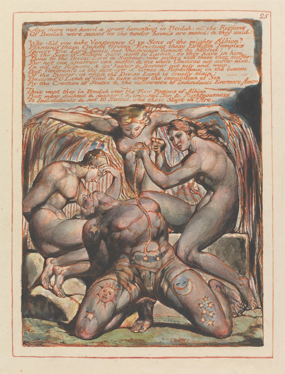 „Og der hørtes en stor klage i Beulah...“; slutvignet til kapitel 1 (plade 25) af William Blake