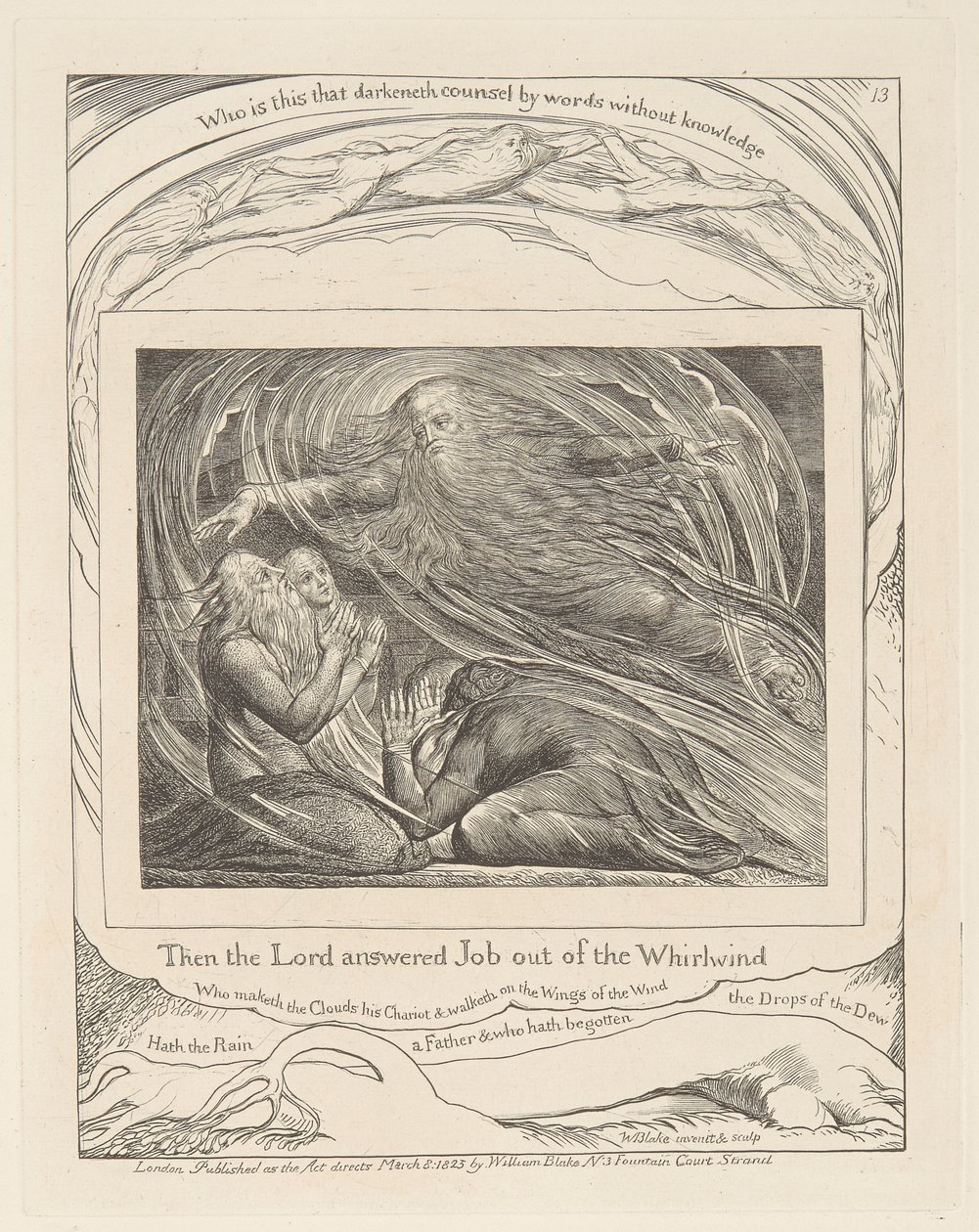 Jobs Bog, Plade 13, Herren, der svarer Job ud af hvirvelvinden af William Blake