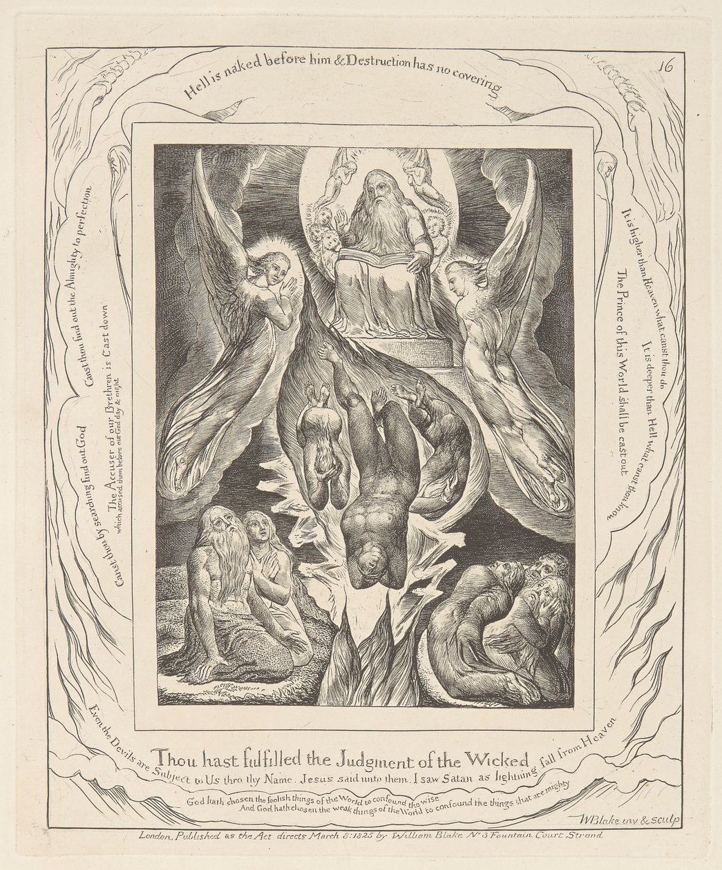 Jobs Bog, Plade 16, Satans fald af William Blake