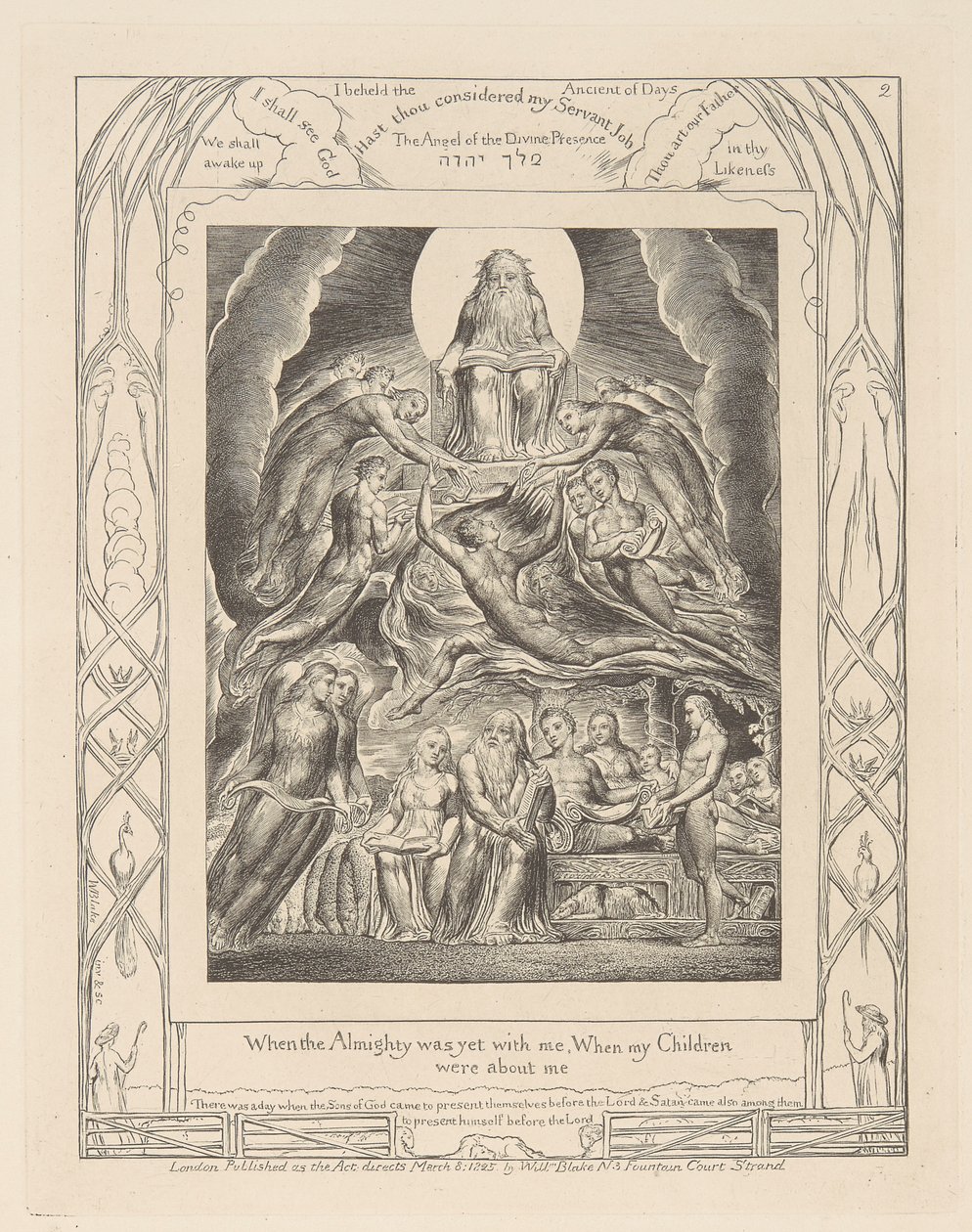 Jobs Bog, Plade 2, Satan foran Guds trone af William Blake