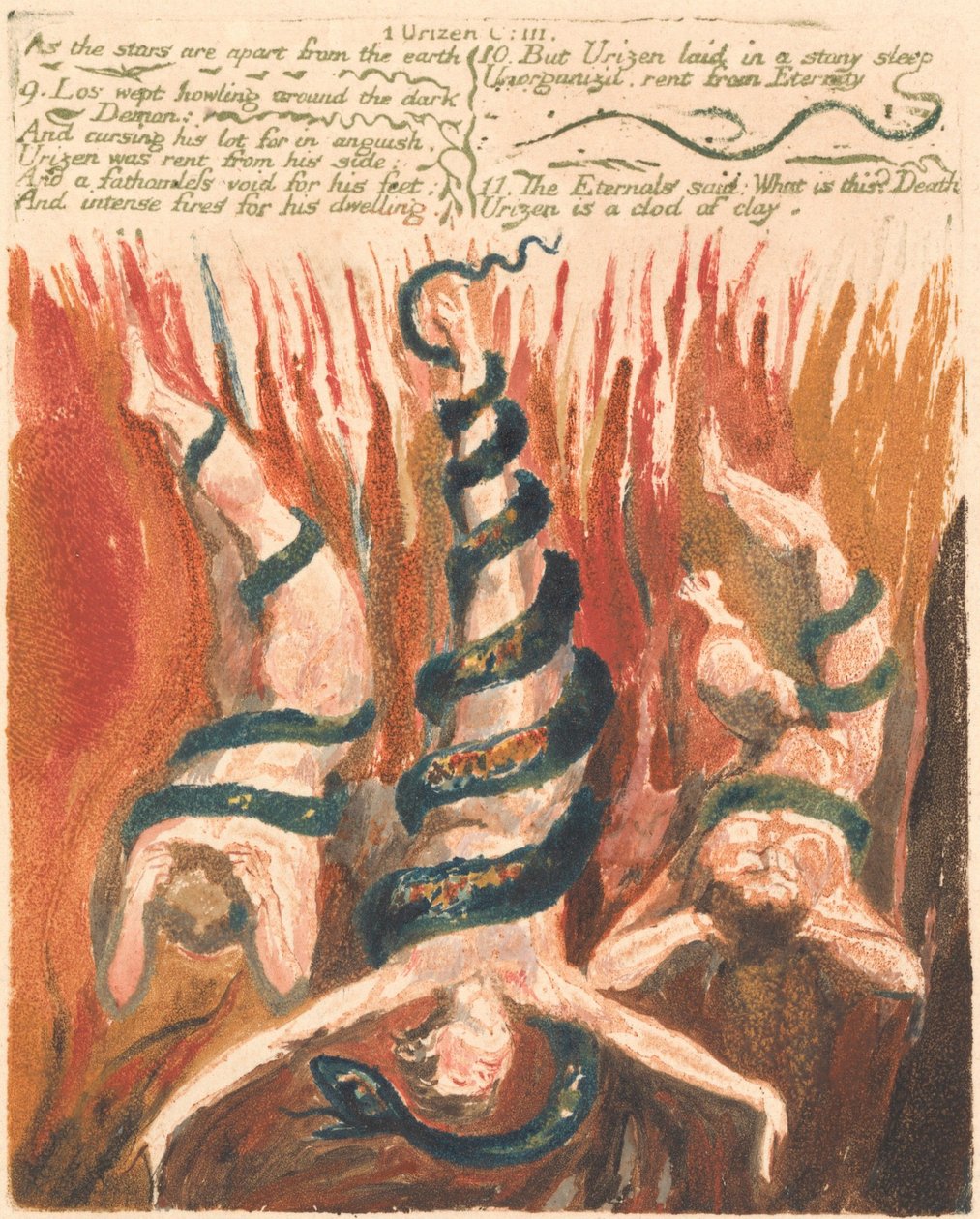 Urizens første bog, plade 7, "Som stjernerne er adskilt fra jorden ...." (Bentley 6) af William Blake