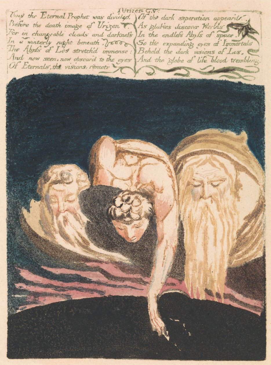 Den første bog af Urizen, plade 13, "Således blev den evige profet delt ..." (Bentley 15) af William Blake