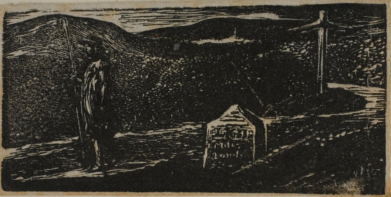 Colinets rejse: Milepæl markeret LXII Miles to London, fra Virgils Pastoraler af William Blake