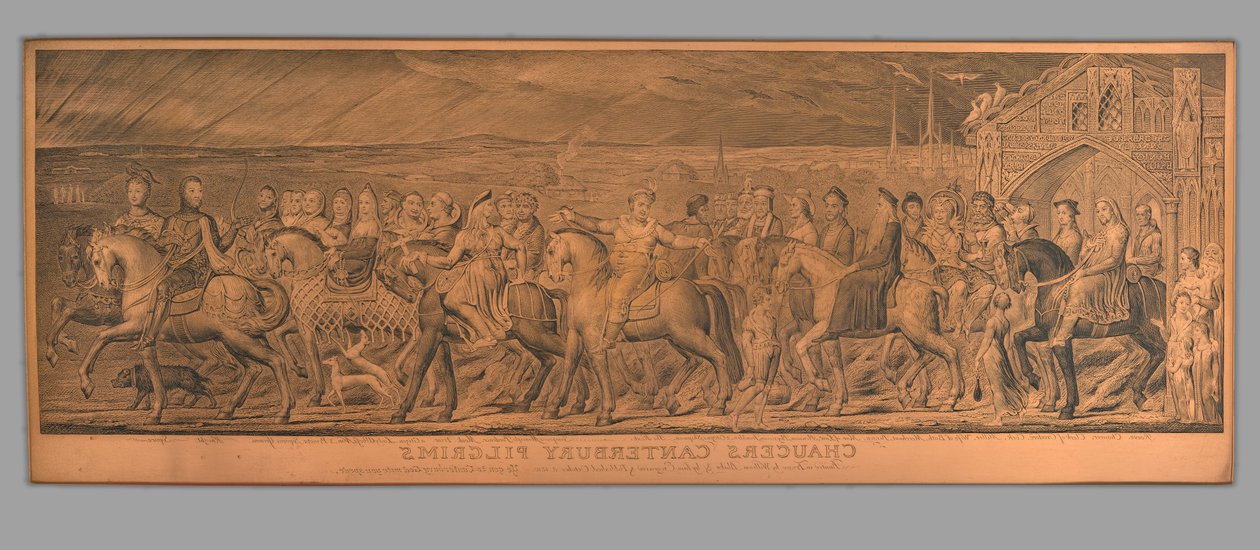 Kupferplatte für Chaucers Canterbury Pilger af William Blake