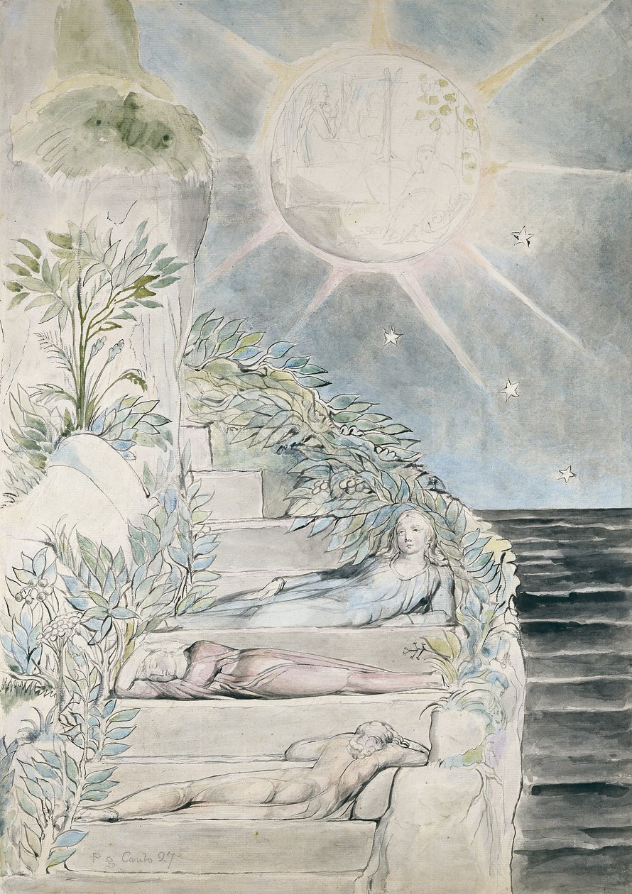Dante og Statius sover, Virgil ser, illustration til 