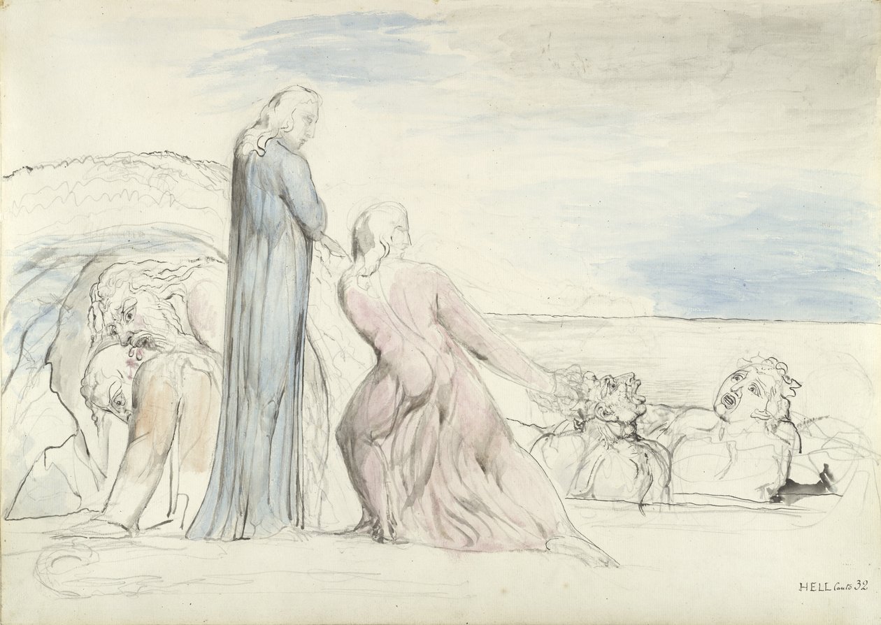 Dante griber forræderen Bocca i håret, illustration til 