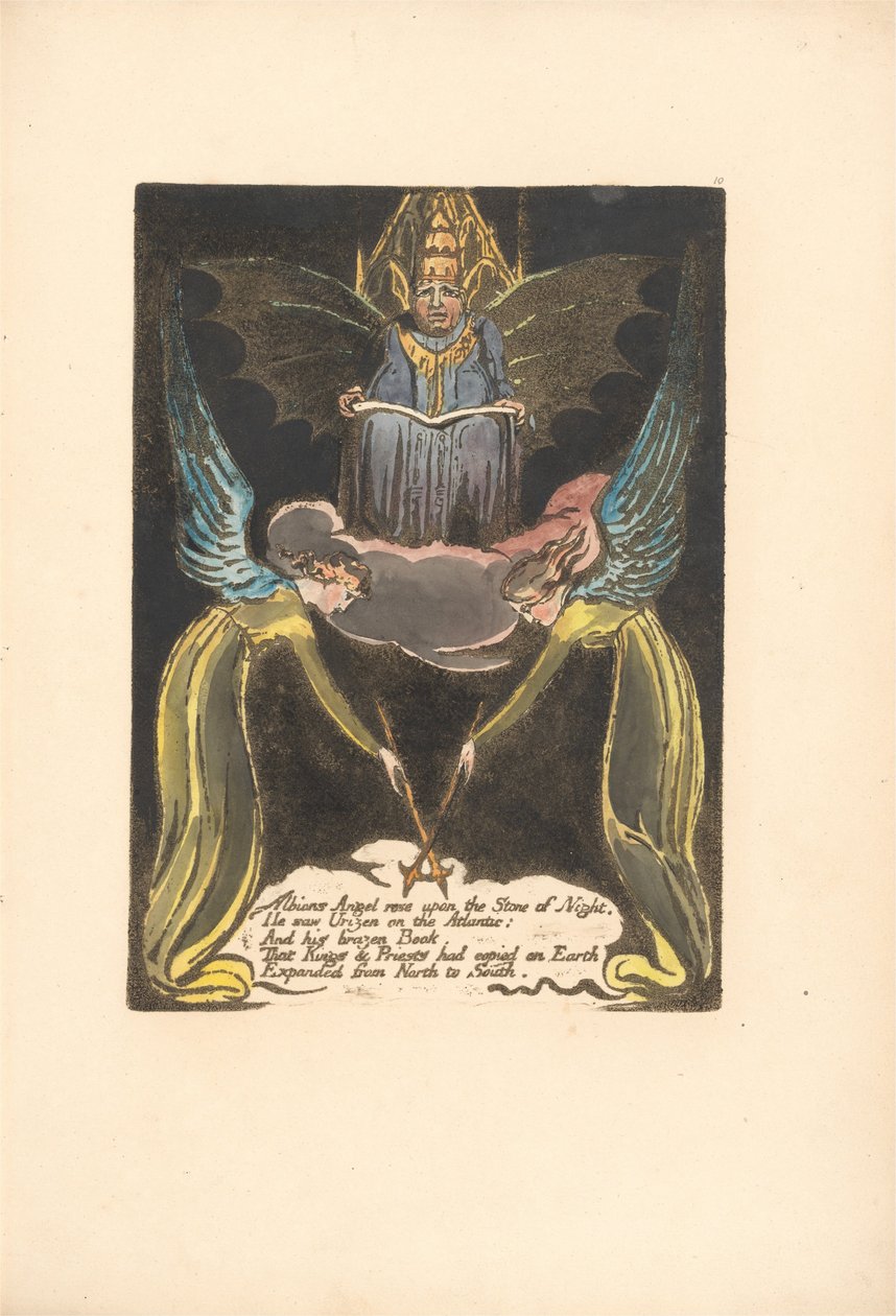 Europa. En profeti, plade 12, Albions engel steg . . . .  (Bentley 14) af William Blake