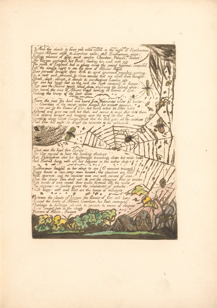 Europa. En profeti, plade 14, og skyerne og brande. . . . (Bentley 15) af William Blake