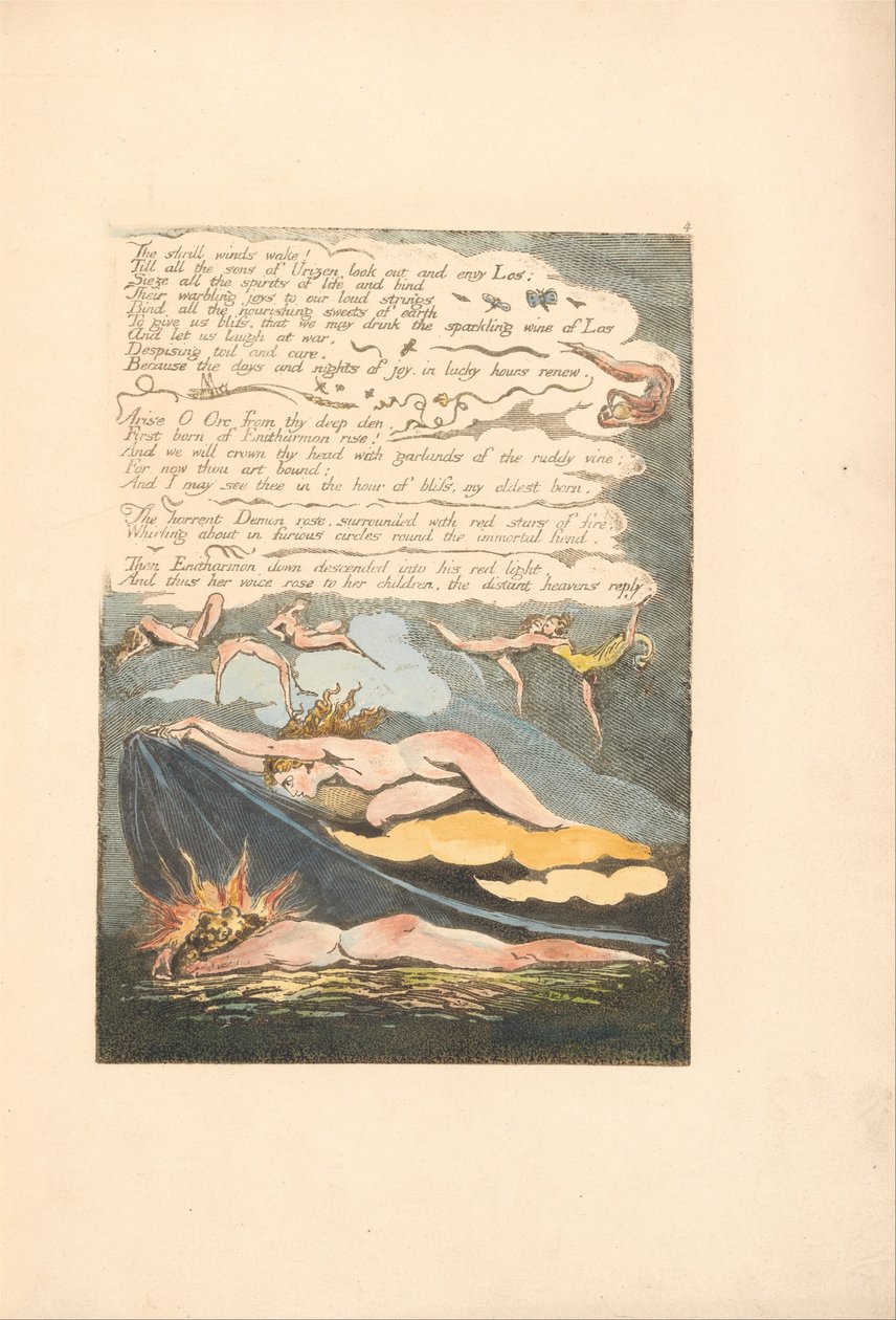 Europa. En profeti, plade 6, De skingrende vinde vågner. . . . (Bentley 7) af William Blake