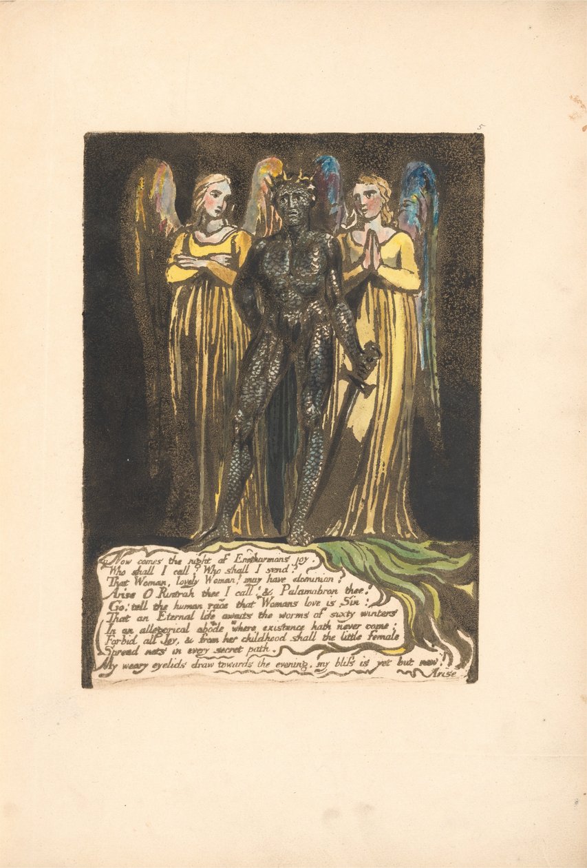 Europa. En profeti, plade 7, Nu kommer natten... ....  (Bentley 8) af William Blake