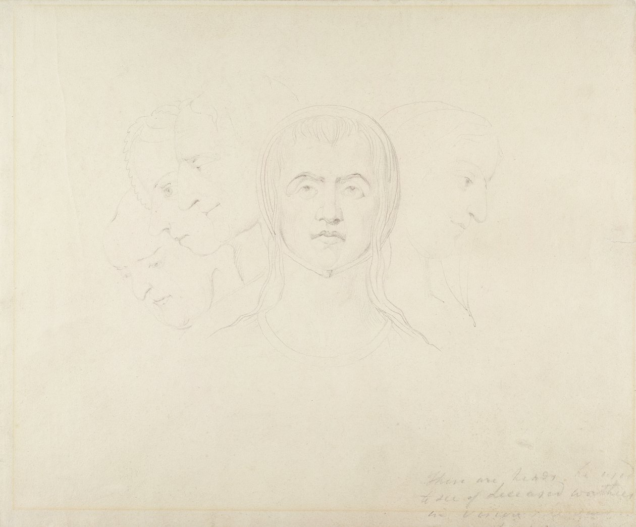Fem visionære kvinders hoveder, ca. 1820 (grafit på papir) af William Blake
