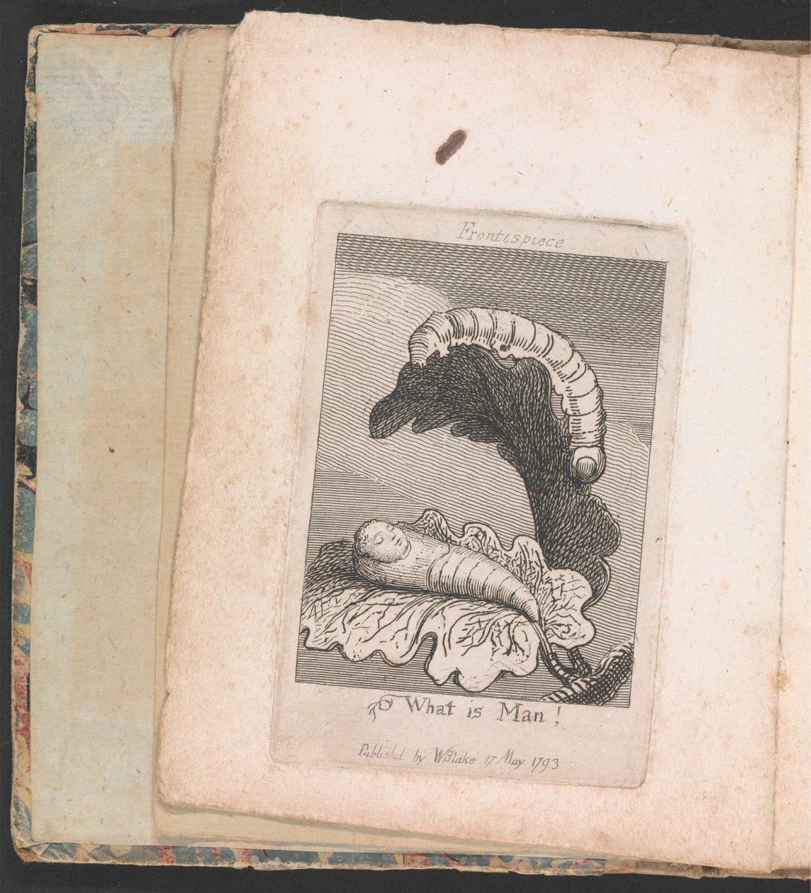 For børn. Paradisets porte, plade 1, Frontispiece, Hvad er mennesket! af William Blake
