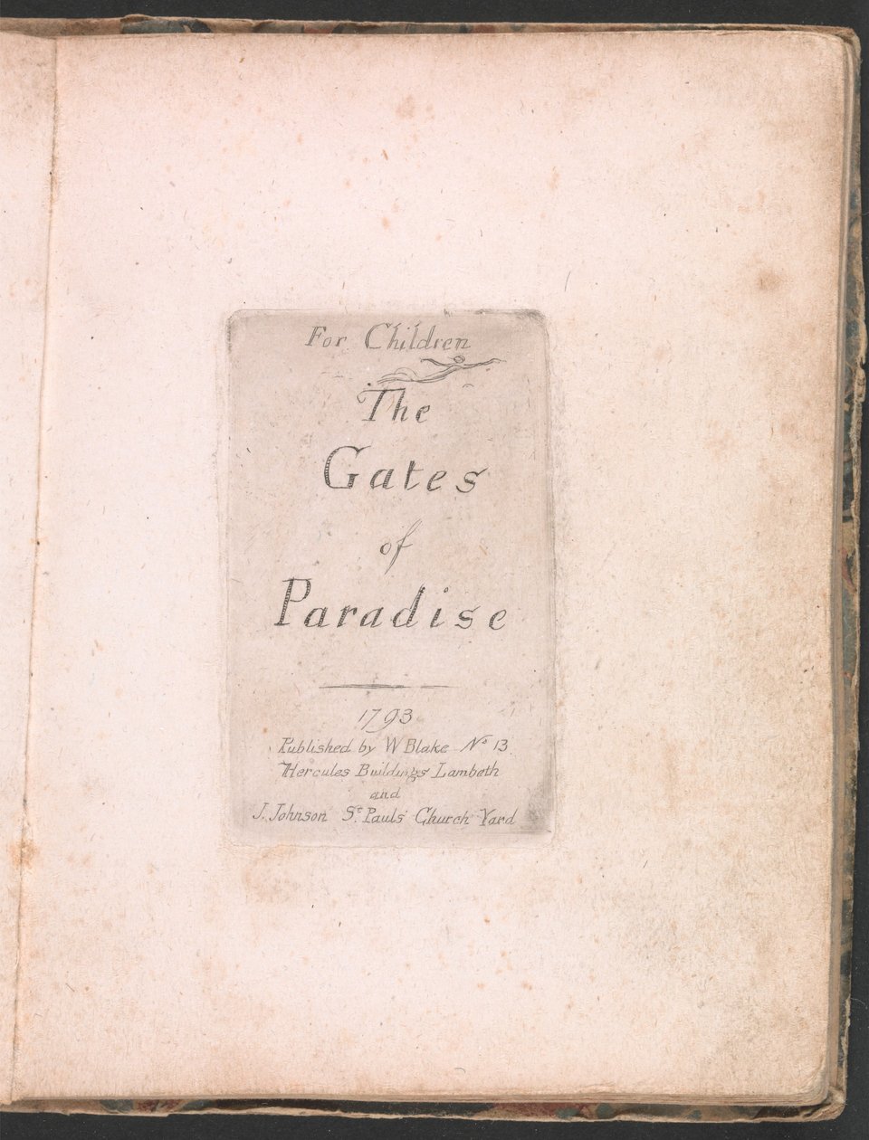 For børn. Paradisets porte, plade 2, titelside af William Blake