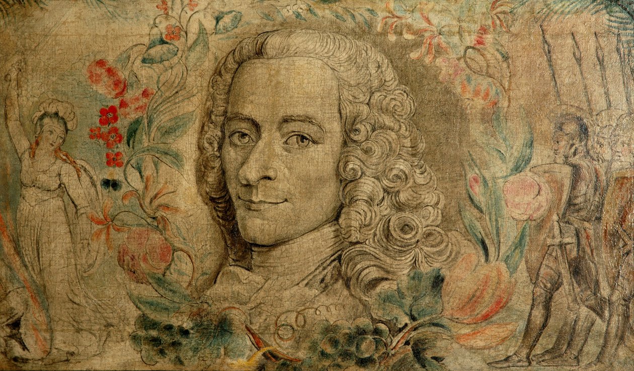 Francois Marie Arouet af Voltaire, ca. 1800 (tempera på lærred) af William Blake