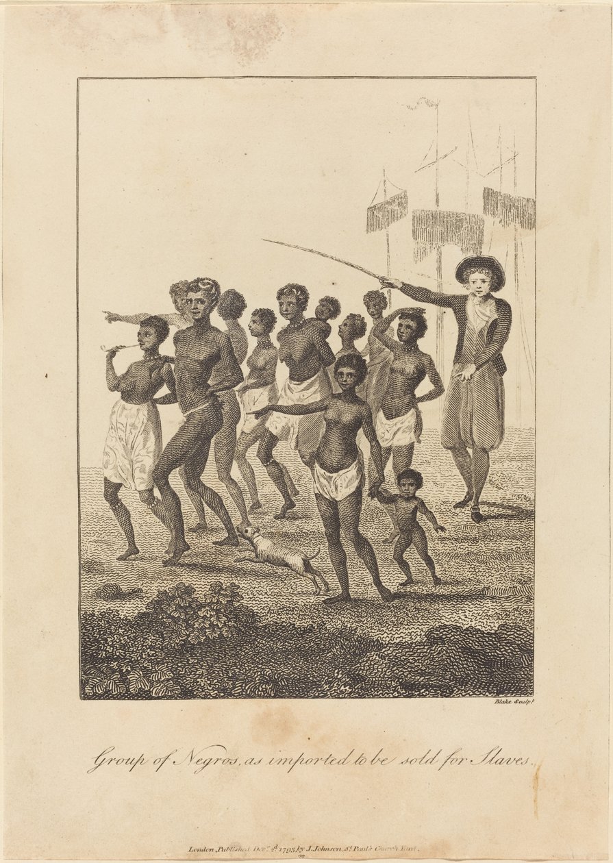 Gruppe af sorte mennesker, som importeret til salg for slaver, 1793. af William Blake