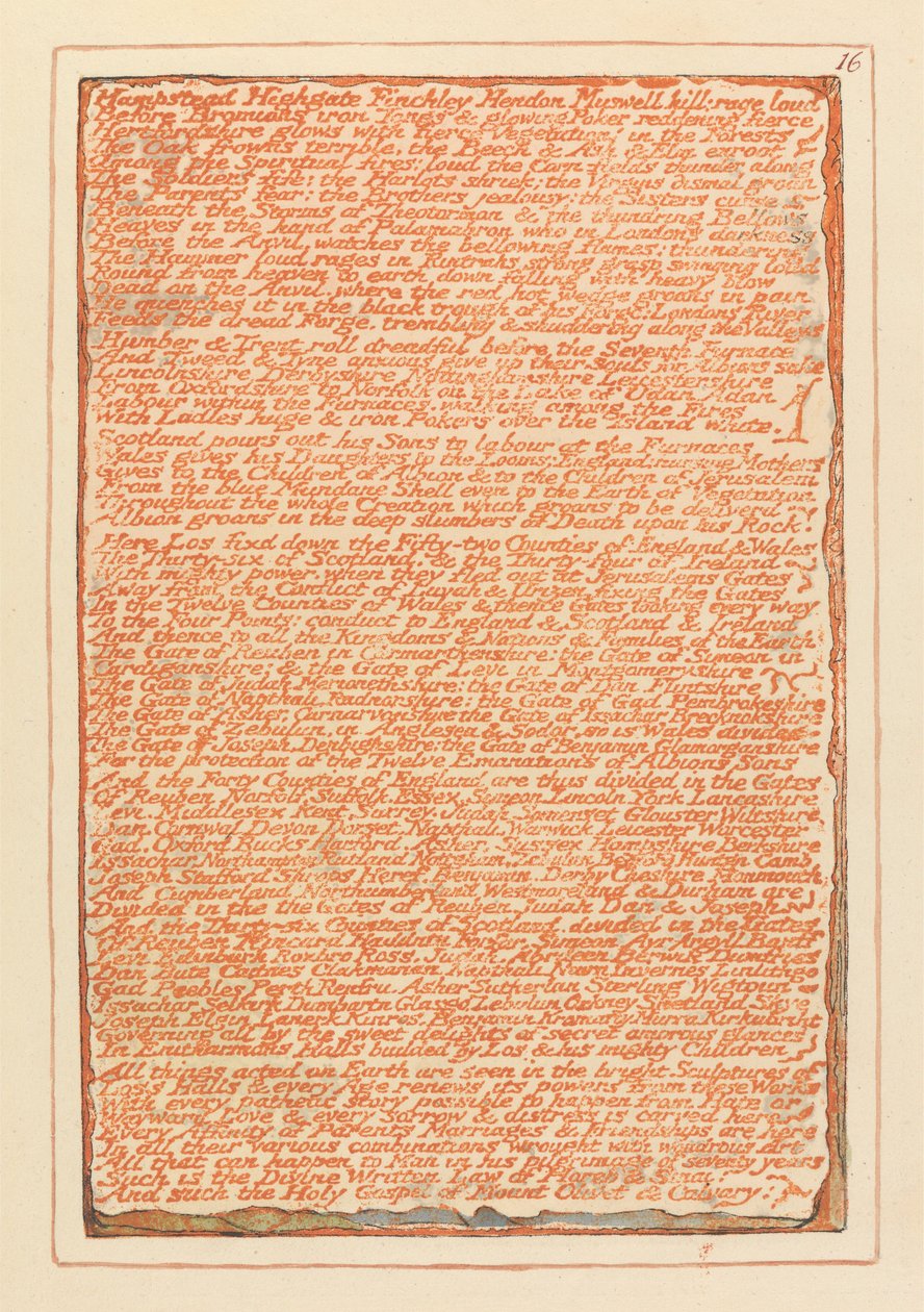 "Hampstead Highgate Finchley Hendon Muswell Hill..." (Platte 16) af William Blake