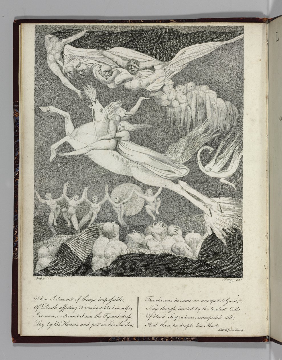 Illustration til "Leonora, A Tale" af Gottfreid Augustus Bürger, indgraveret af Perry, 1796 af William Blake