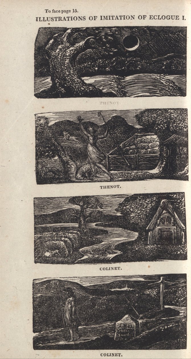 Illustrationer af Imitation of Eclogue I, Side 15 af William Blake