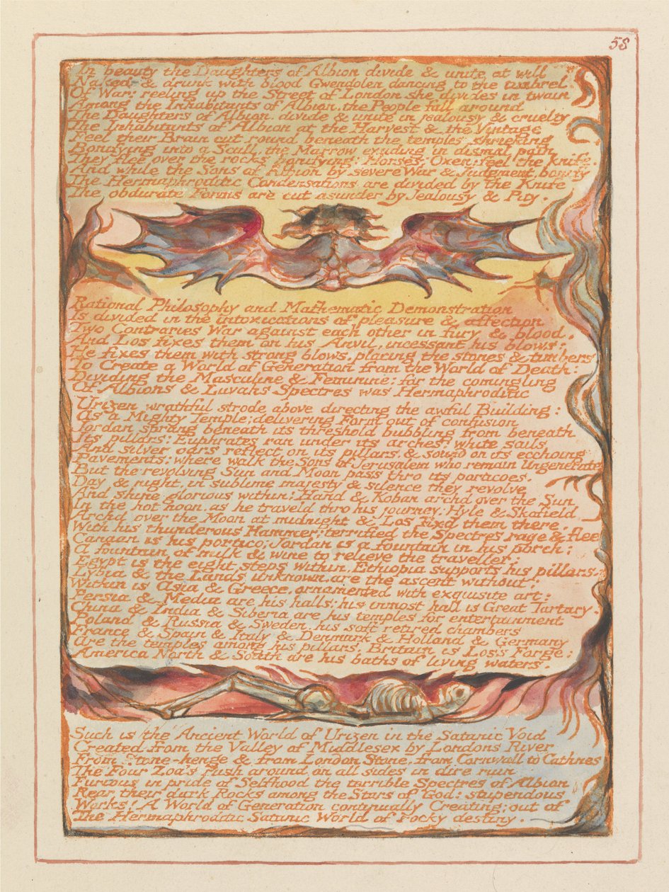 "In Schönheit teilen sich die Töchter von Albion..." (Platte 58) af William Blake