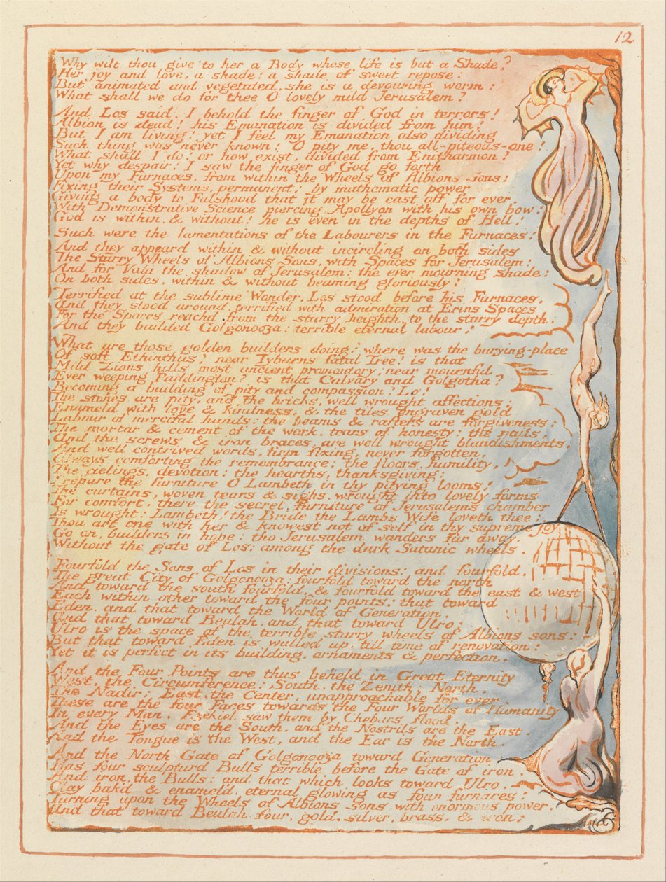 Jerusalem, plade 12, hvorfor vil du give hende .... af William Blake