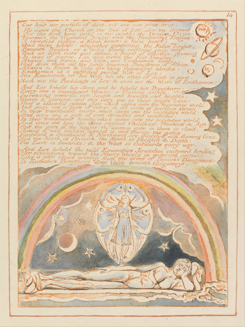 Jerusalem, Tallerken 14, Et hår eller en støvpartikel.... af William Blake