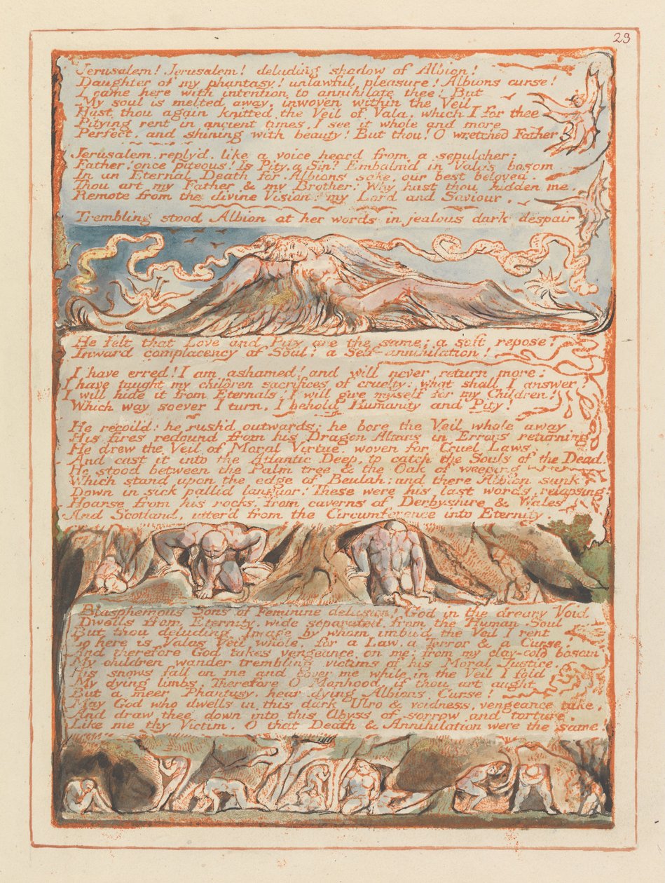 Jerusalem, plade 23, Jerusalem! Jerusalem! .... af William Blake