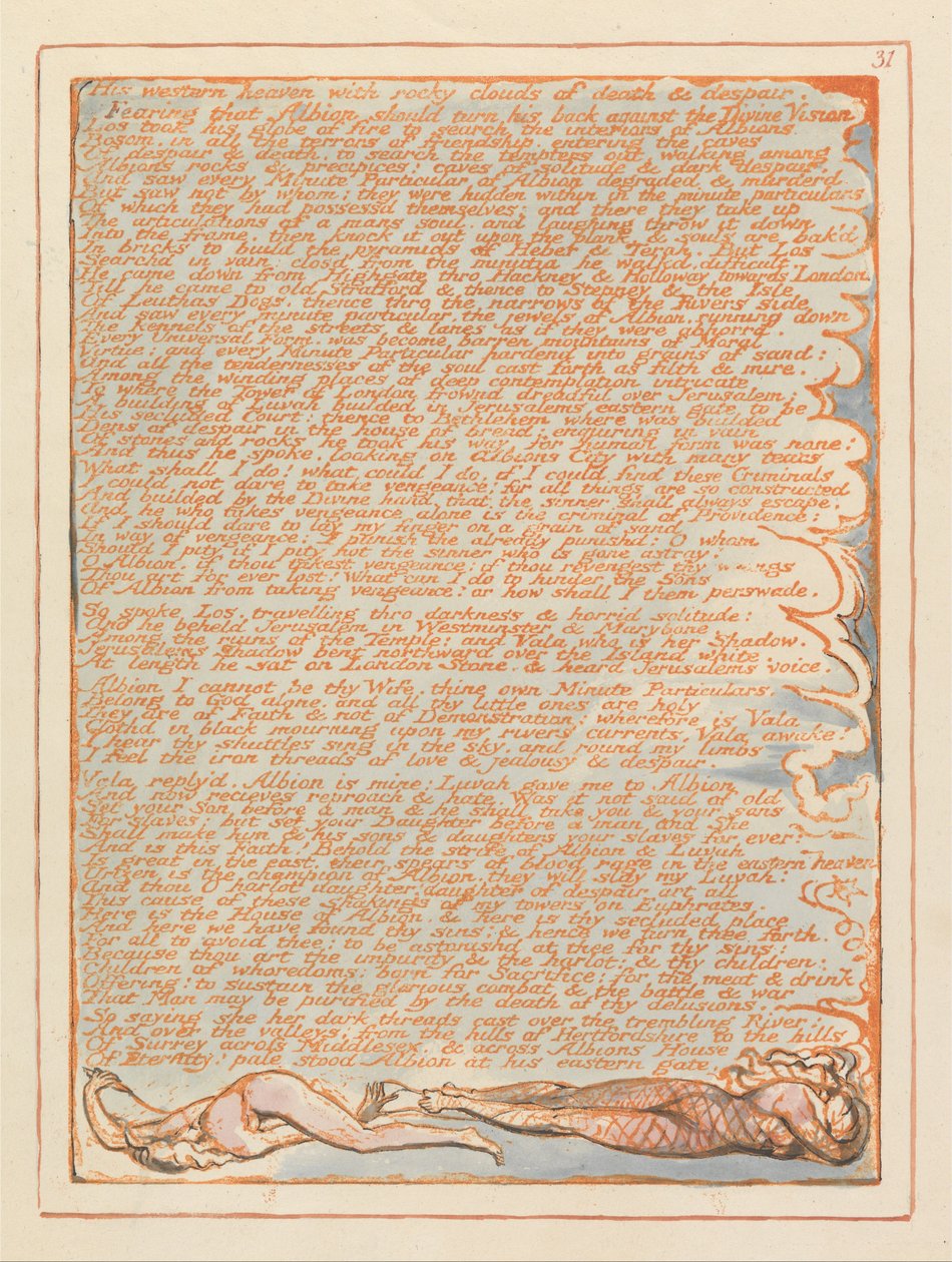 Jerusalem, plade 31, hans vestlige himmel .... af William Blake