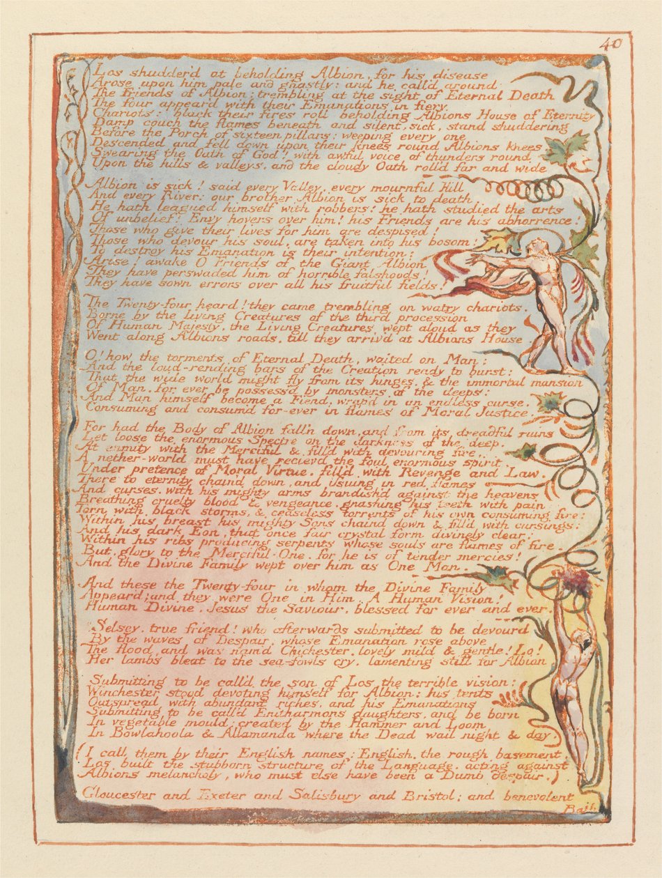 Jerusalem, Plate 40, Los shudderd at se Albion .... af William Blake