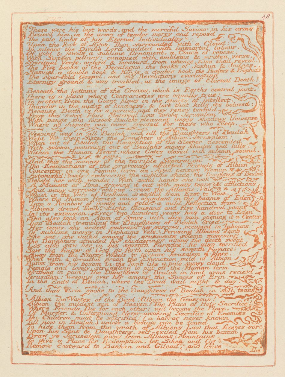 Jerusalem, plade 48, Dette var hans sidste ord .... af William Blake